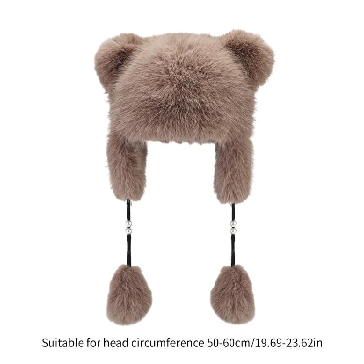 Y2k Girls Cute Bear Ear Shape Hat Windproof Hat for Teen Winter Cycling Skiing