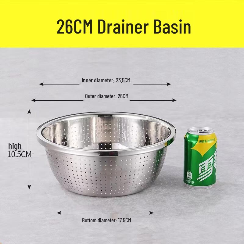 ZISIZ 304 Stainless Steel Multi-Purpose Mixing & Draining Bowl