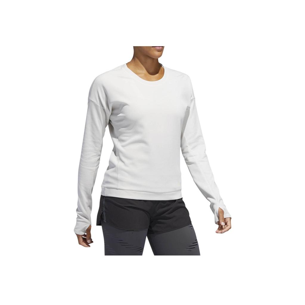Adidas Comfortable Solid Color Crew Neck Sweatshirt Women Tops White DQ1918