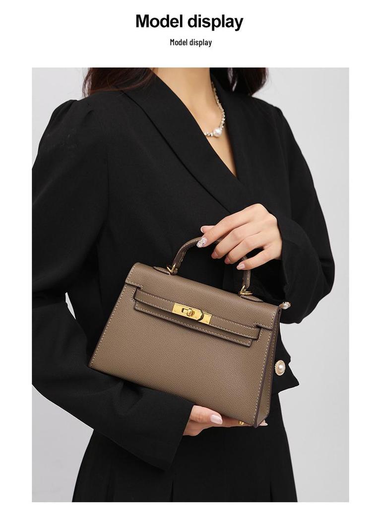 Summer 2025 High-End Soft Leather Kelly Mini Crossbody Handbag for Women