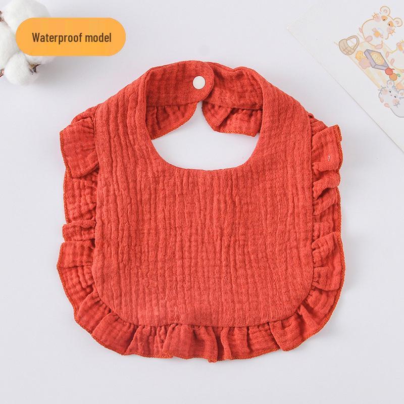Ruffle Lace Waterproof Cotton Baby Bib (Seven-Layer Gauze)