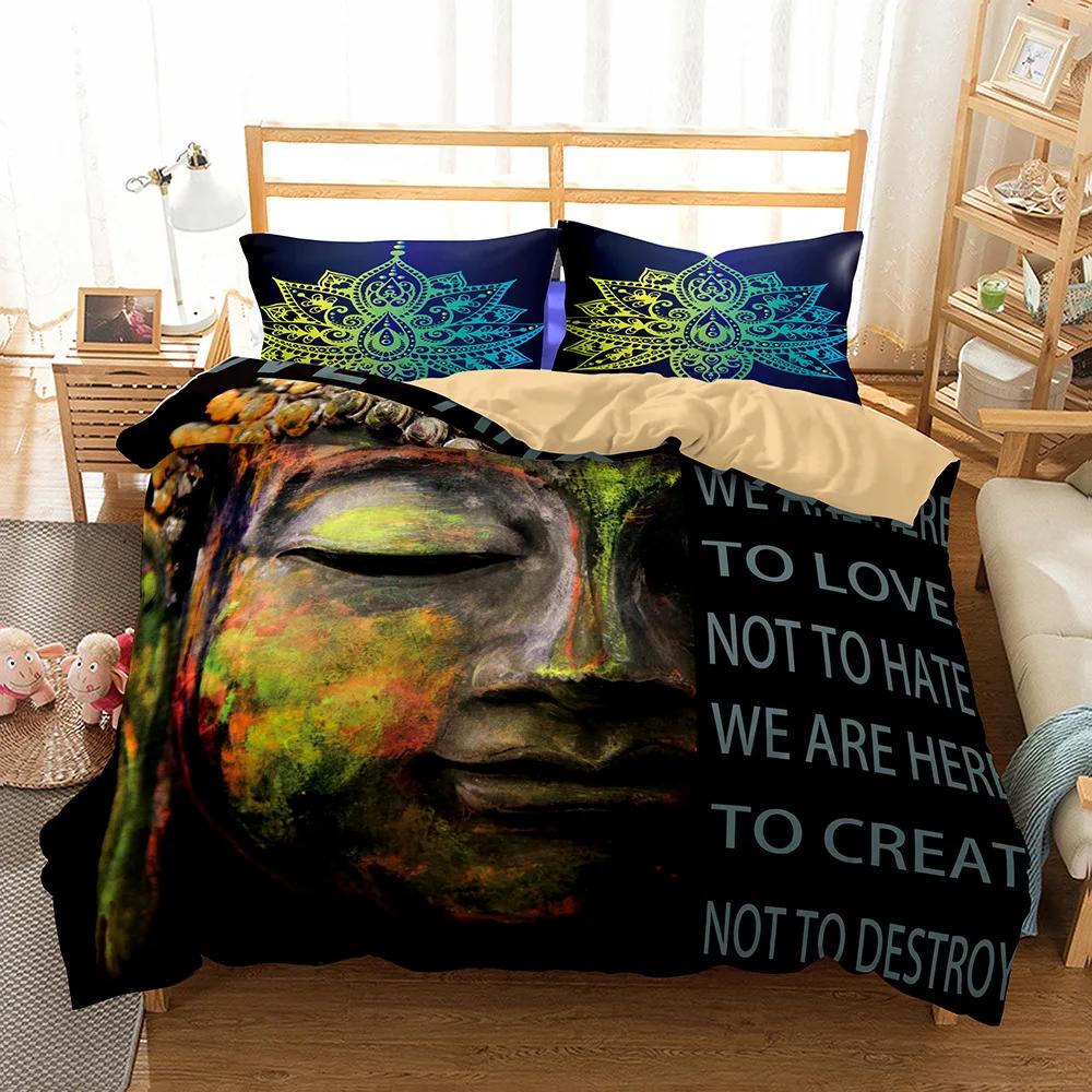 

Bedclothes Buddha Duvet Set Bed Bedding Home Comforter Bedding Set Luxury King Size Bedding Set Housse De Couette (no Bed Sheet) EU single(135x200cm)