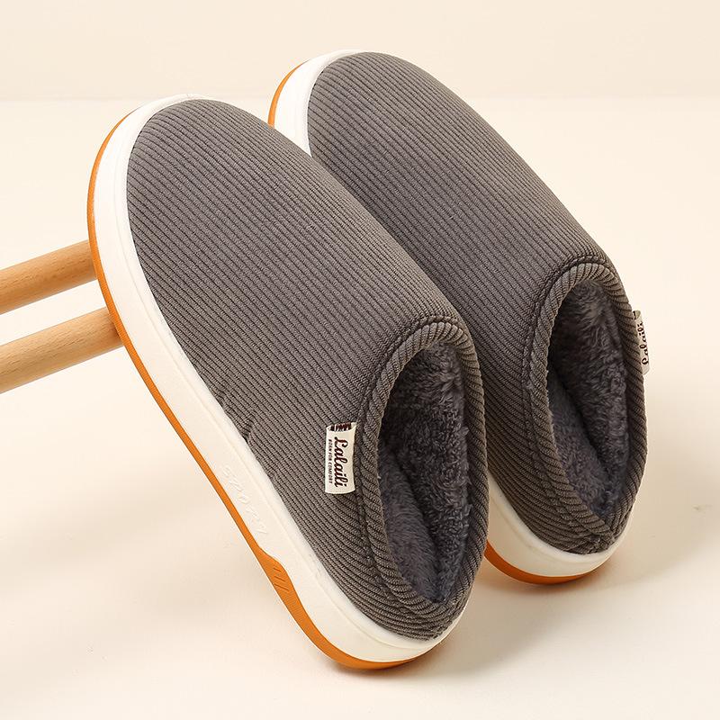 

Зимние хлопковые тапочки для дома, для улицы, теплые, нескользящие, хлопковые туфли на платформе, тапочки с высоким ворсом, для пары 44-45 серый