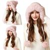 Knitted Hat Winter Big Hair Collar Thick Wool Hat Women's Three Hair Ball Warm Hat