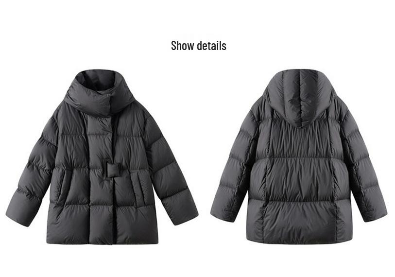 Women's Mid-Length Fashionable Down Jacket 2026 - Winter Hooded Warm White Duck Coat, Plus Size Available.