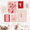 Valentinstag Warteschlange Galerie Druckbare Poster Vintage Romantische Wand Kunst Nette Rosa Herz Leinwand Malerei Hause Schlafzimmer Dekoration