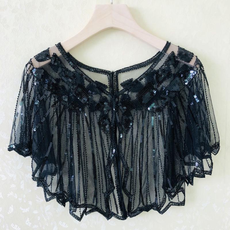 Women's Summer Sequin Shawl Cardigan: Versatile Evening Cape for Sun Protection, Perfect with Skirts.