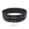 Layered Wide Belt with Rivets Embossed Wrap Buckles Fashion Waistband