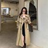 2025 Trendy Mid-Length British Style Women's Trench Coat - Spring/Autumn Casual Loose Fit with Stand-Up Collar