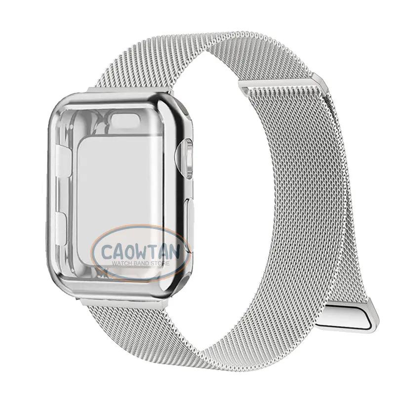 Custodia+Cinturino Milanese per Apple Watch Band Ultra 49MM 41mm 40mm 44mm 38 42mm Schermo TPU Iwatch Serie10 9 8 7 6 SE 5 4 Correa 45mm