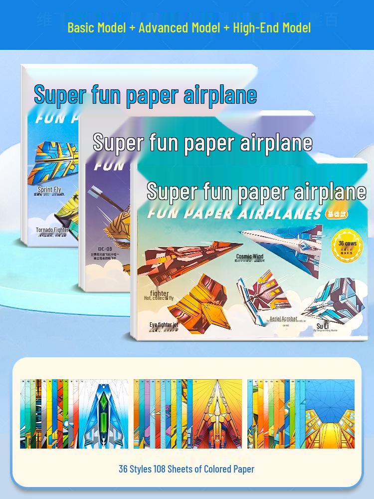 3D Colored Paper Airplane Folding Kit for Kids - Educational Toy for Creativity and Thinking Development