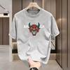 Spring Summer Printed Pure Cotton Men's Short-Sleeved T-Shirt Fashion Trend Style Home Use Round Collar