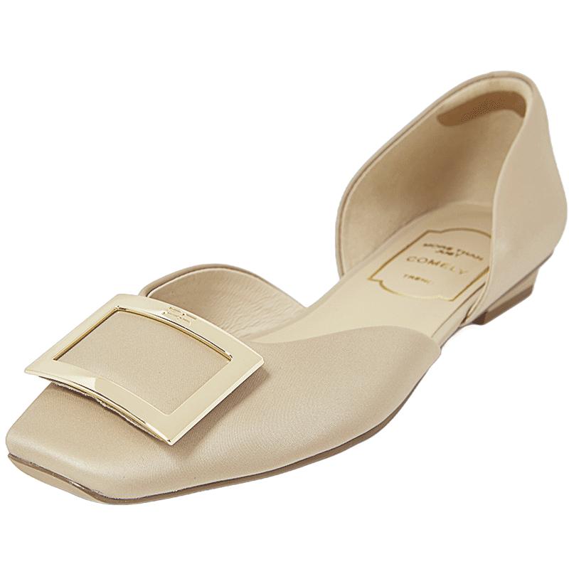COMELY Women s Square Toe Leather Flats 36