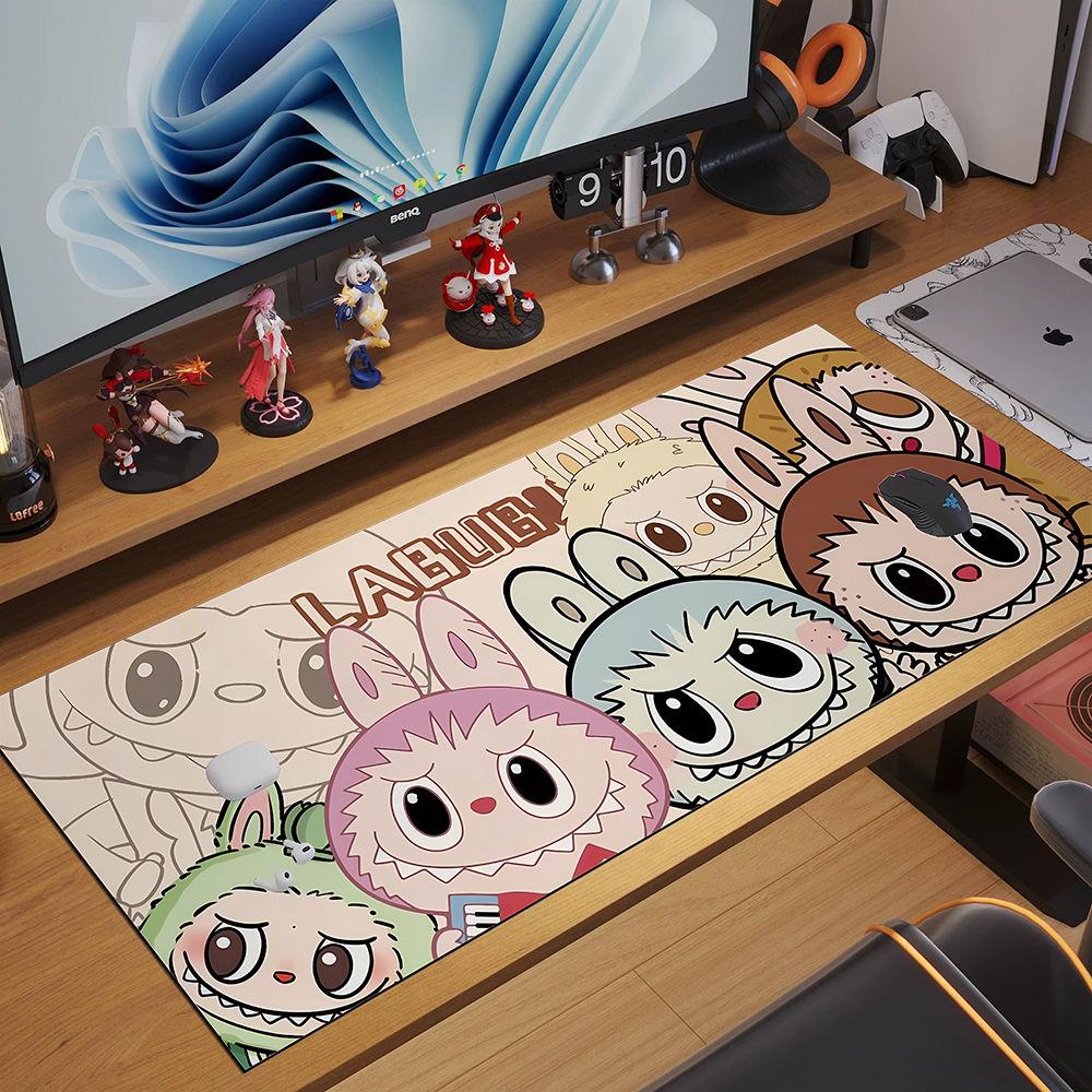 Labubu Trendiges Gaming-Mauspad, Übergroßes E-Sport-Spiel, Bürocomputer, Laptop, Rutschfeste Tastaturunterlage