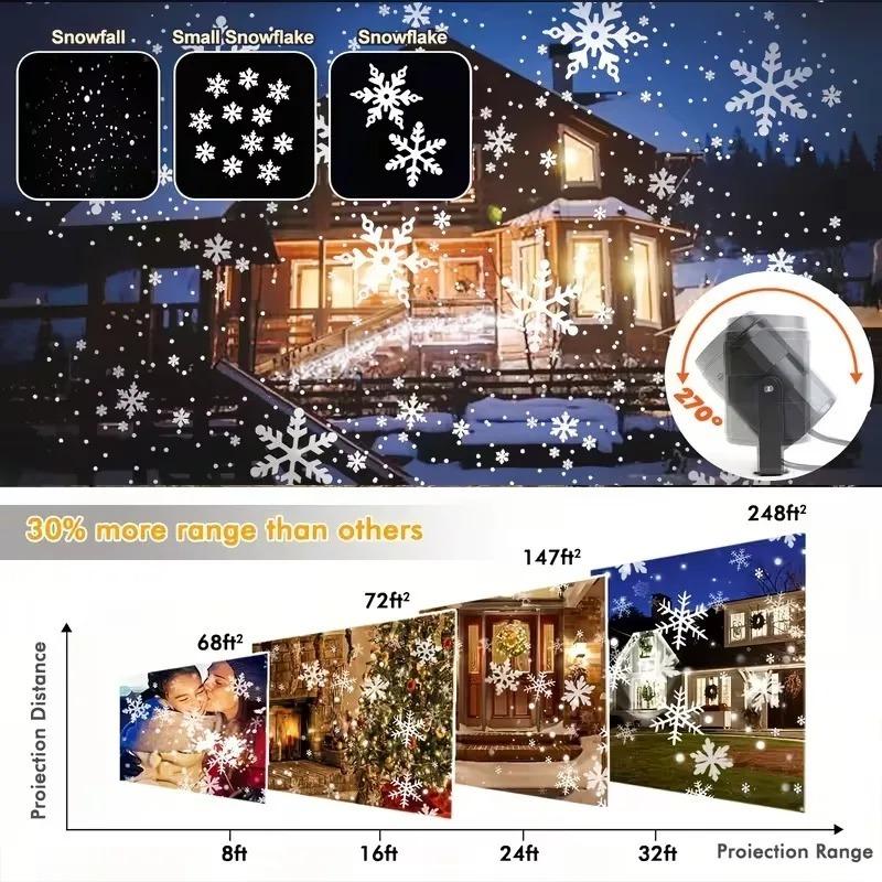 USB Powered LEDChristmasProjector Light with DynamicSnowflake Pattern Night Light for Thanksgiving Valentine Party Holiday Decor
