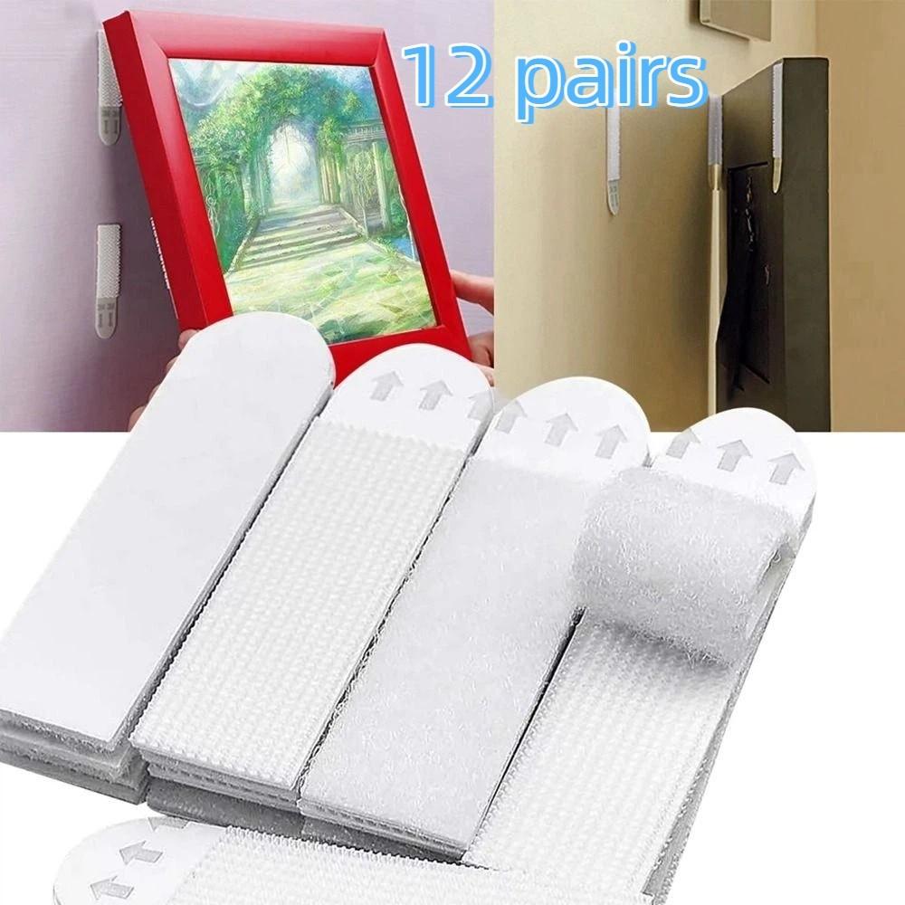 12 Pairs Easy to Pull Picture Hanging Strips Trace-less Picture Sticky Hangers Office