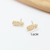 Minimalism Gold Color Hollow Pineapple Fruit Stud Earring for Women Temperament Simple Geometry Zircon Brincos Christmas Gift