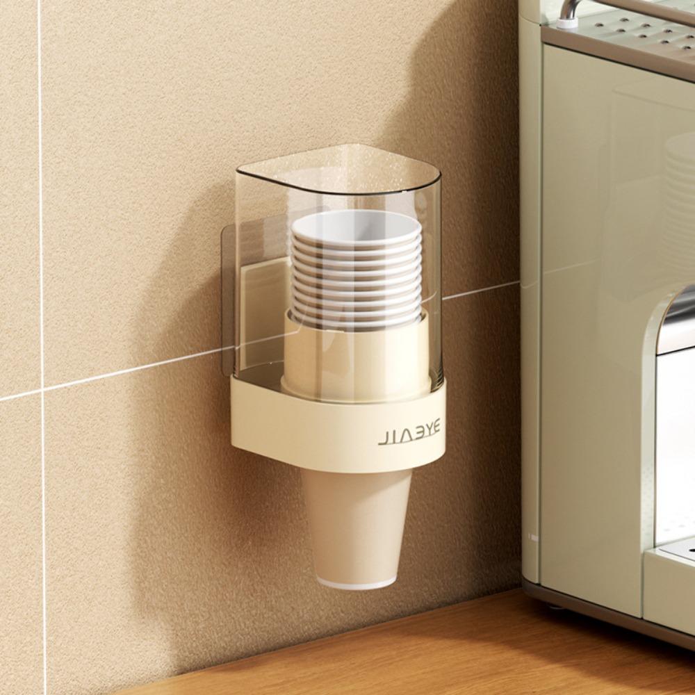 

Sturdy Wall-mounted Cup Holder Space Saving Paper Cup Storage Rack Desktop Cup Holder Household Wall Mounted Beige S