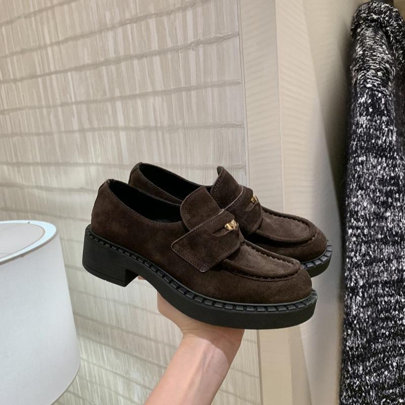 

Height increase of 5cm~ 2025 autumn new thick heel thick sole noble small gold coin loafer single shoes lazy small leather shoes women 39