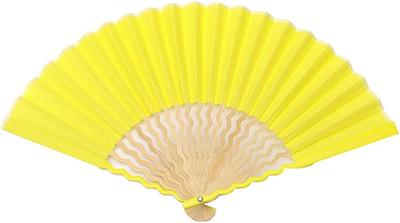 Nishikawa Shouroku Shoten GIZAGIZA Vouwventilator Dag Pop Kleur Zomer Vouwventilator voor Vrouwen (Geel) In doos, Cadeau voor Moeder,