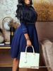 African Plus Size Women's Elegant Stand Collar Big Swing Dress