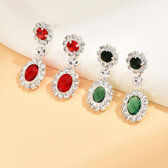 1 Set Hochzeitskette und Ohrringe Damen Retro Strass Schmuckset Faux Edelstein Halskette Ohrringe Valentinstag Geschenk für Ehefrau Sie