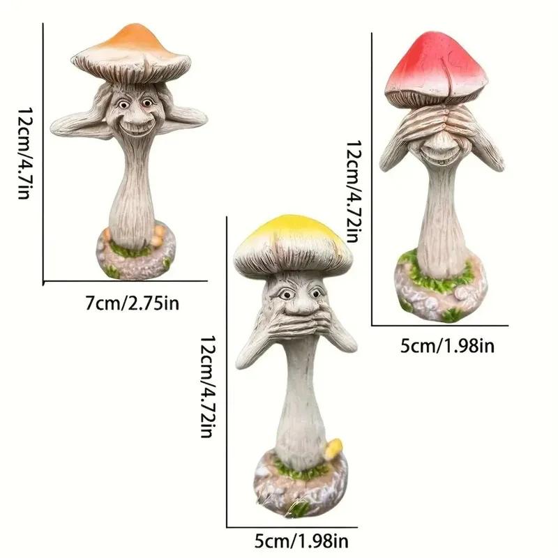 Creative Resin Mushroom Crafts Ornament For Garden Landscape Home Office Desk Bookshelf Indoor Outdoor Miniature Decor