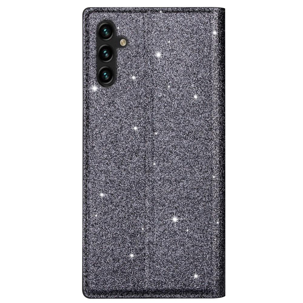 For Samsung Galaxy A35 5G Magnetic Phone Case Glittery PU Leather+TPU Card Holder Cover