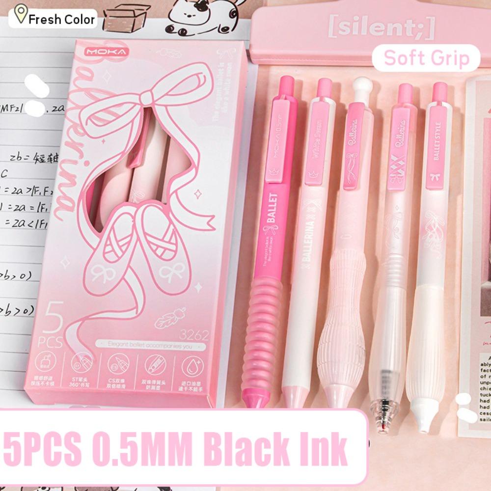 5PCS/Set Press Type Gel Pen ST Tip Ballpoint Pen Multifunctional Writing Tool School Office