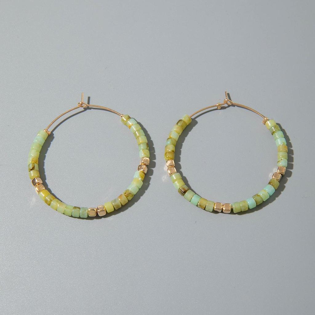 New Light Luxury French Earrings Women's Jewelry Retro Fashion Versatile Earrings Resin Colored Gold Beads Jewelry