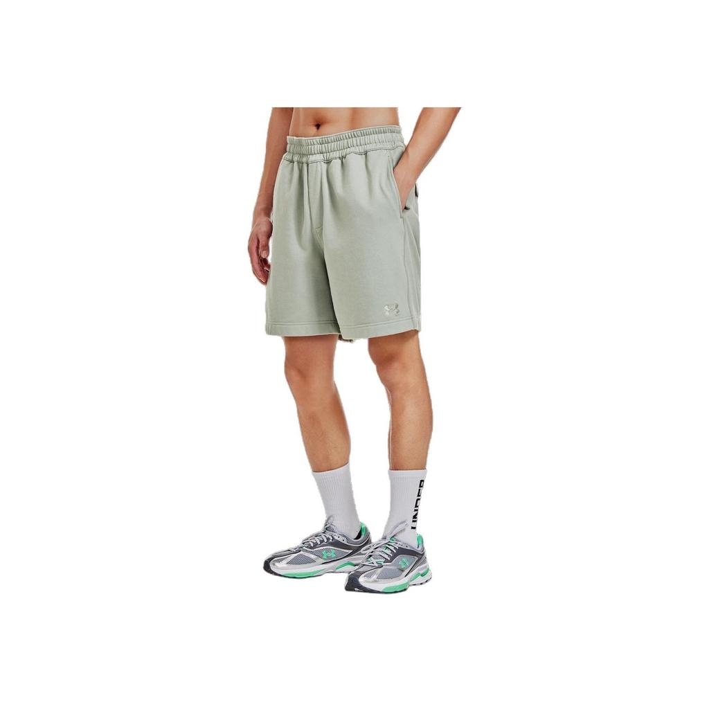 Under Armour Solid Color Fleece Comfortable Straight Leg Casual Shorts Men shorts Jungle-Green 1387978-504