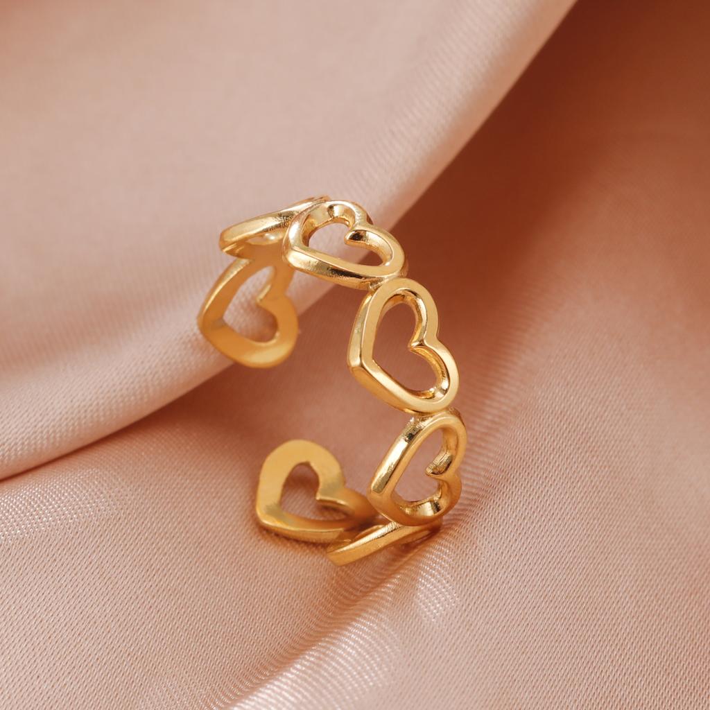 In Heart Open Ring Stainless Steel Women Finger Rings Love Jewelry Aesthetic Wedding Band Gift