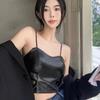 Brassiere Women PU Camisoles Bralette Thin Shoulder Strap Bra Alluring&Innocent Tank Top  Girls