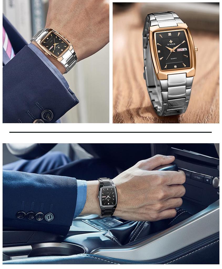 WWOOR 8837 Men's Quartz Square Waterproof Business Watch