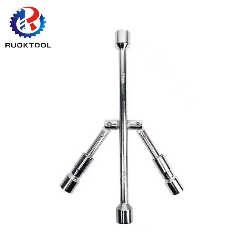 Multi Function Socket Wrench 14 Inch Four Way Foldable Cross Rim Lug Wrench Tire Repair Tools&/ естественный