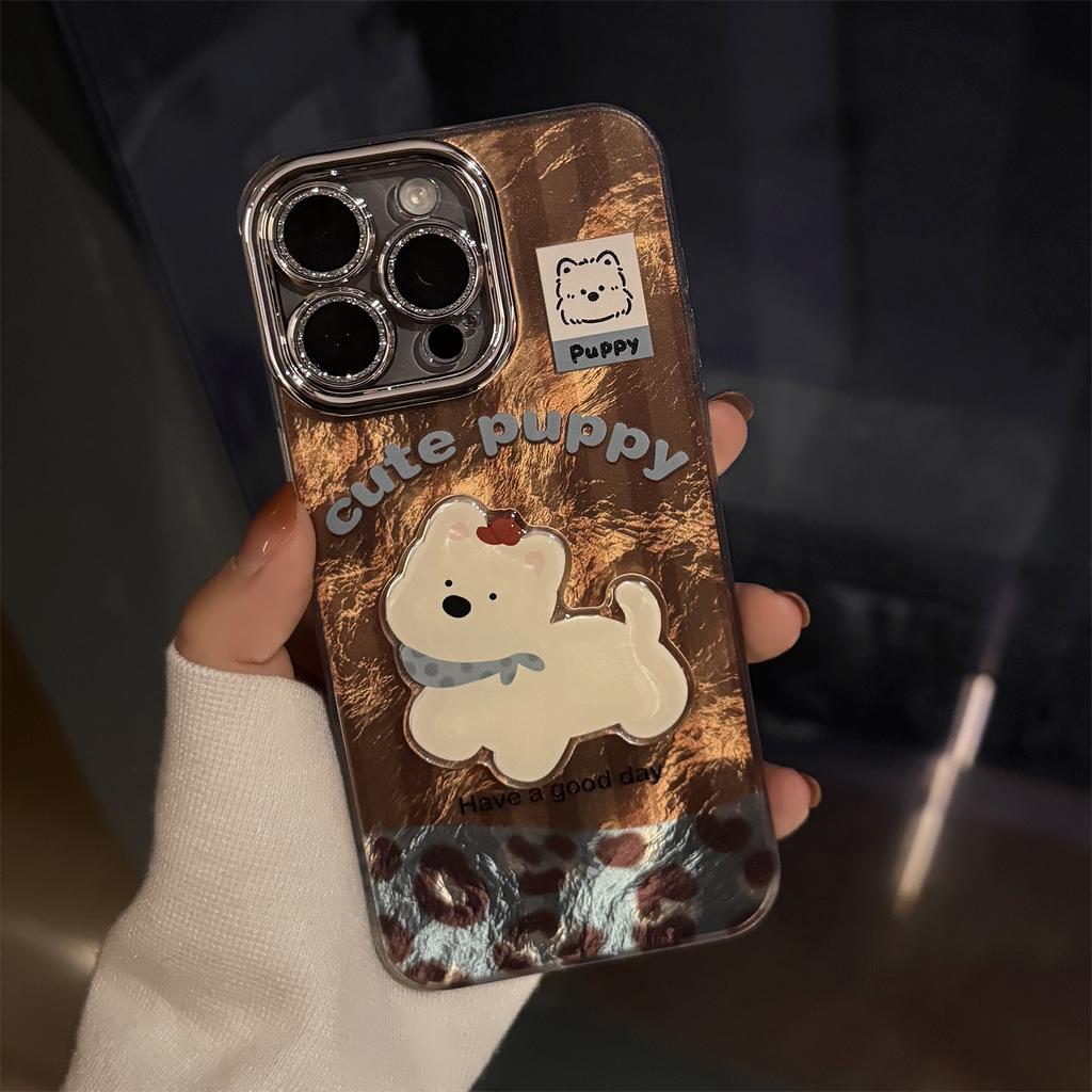 Brown Puppy Cartoon Lanyard Case for iPhone 16 15 14 13/12/11promax /xsmax/xr 7/8plus SE