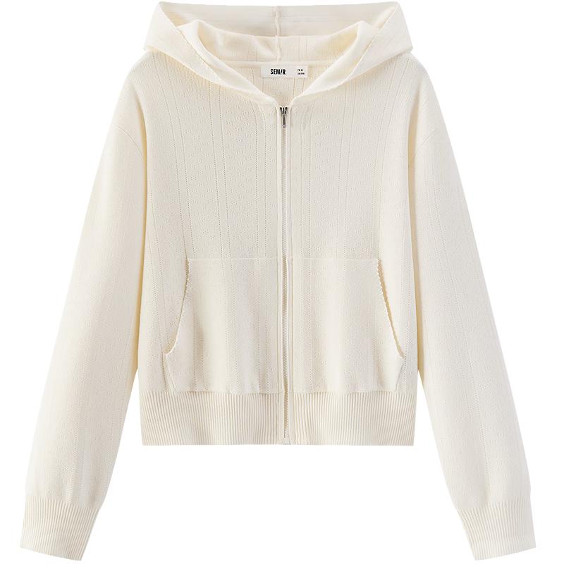 Semir Women s Striped Hooded Knit Cardigan L