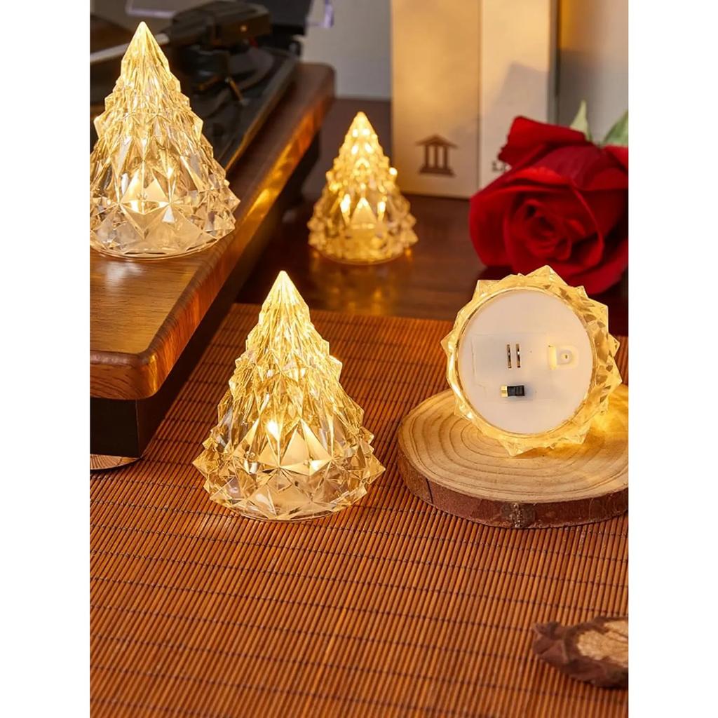 Crystal Candles LED Light Transparent Flameless Battery Power Lantern Night Lamp Wedding Party Birthday Xmas Halloween Decor