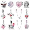 Valentine'S Day Gift Copper Rose Love Lock Charms Beads Fit Pandachoriginal Bracelet Diy Romantic Jewelry