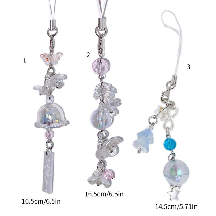 Phone Charm Jellyfish Flower Pendant Keychain Keyring Bag Ornament Jewelry Gift