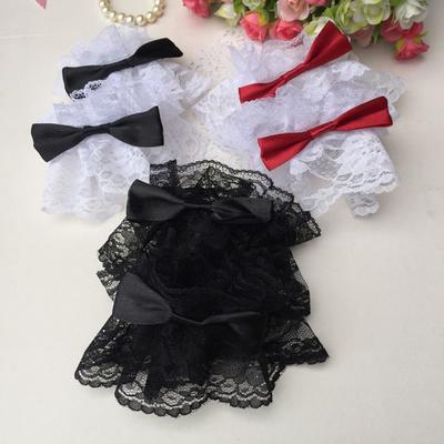 Dark Gothic Lolita Handfesseln Süße Satinschleife Rüschen Blumenspitze Tüll Armband Armband Japanischen Anime Maid Cosplay E56F