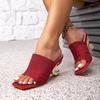 Women's Red Irregular Heel Sandals - Stylish, Comfortable High Heels for Parties