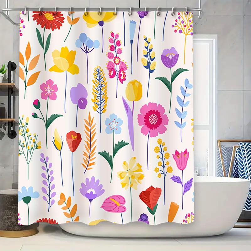 

Bright Floral Shower Curtain Multicolor Decorative Bathtub Liner for Bathroom 90x180cm