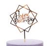 Topper Akrylowy Na Tort Happy Birthday Złoty Kwadrat