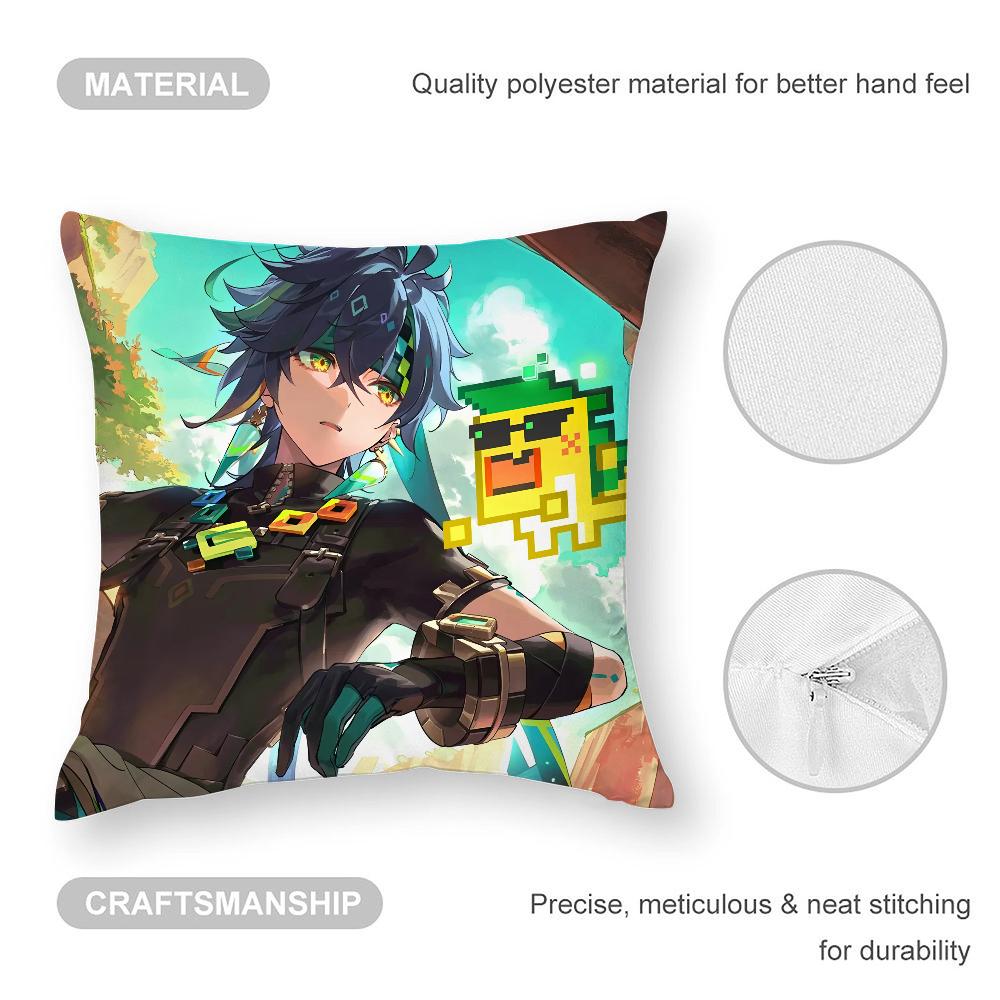 Genshin Impact Kinich Pillow Case 3D Print Polyester Fiber 40*40 Cm Home Sofa Throw Pillow Cover Decoration Festival Gift