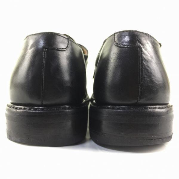 80s-90s Vintage Heyraud French Handmade Straight Tip Shoes Black Size 40.5 25.0-25.5(USED)