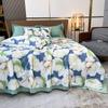 Edredón de Hielo de Seda de Verano Ropa de Cama Ligera de Satén Lavado Manta de Aire Acondicionado Tamaño Individual Queen