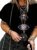 Devil's Eye Printed Tee Shirts Women T-shirts O-Neck Short Sleeves Casual Loose Clothes Female
