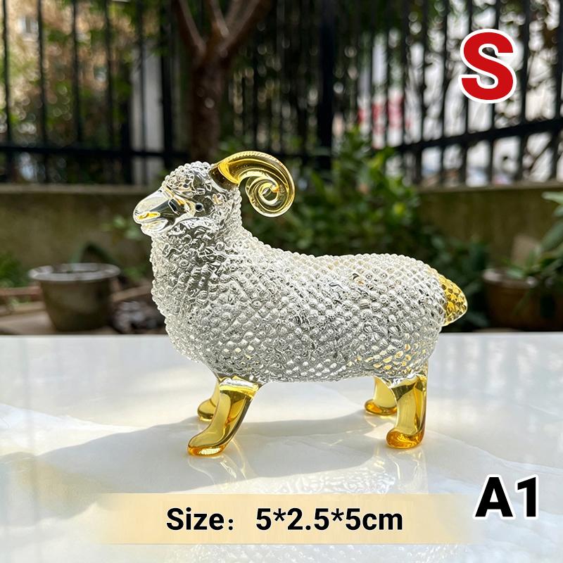 Crystal Sheep Figurine 2027 Zodiac Sheep Statue Home Desktop Bookshelf Office Ornament Sheep Decor Feng Shui Bring Fortune