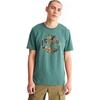 Timberland Outdoor Casual Breathable Round Neck Printed Short Sleeve T-Shirt Men Tops Blue-Green A61KD-CL6